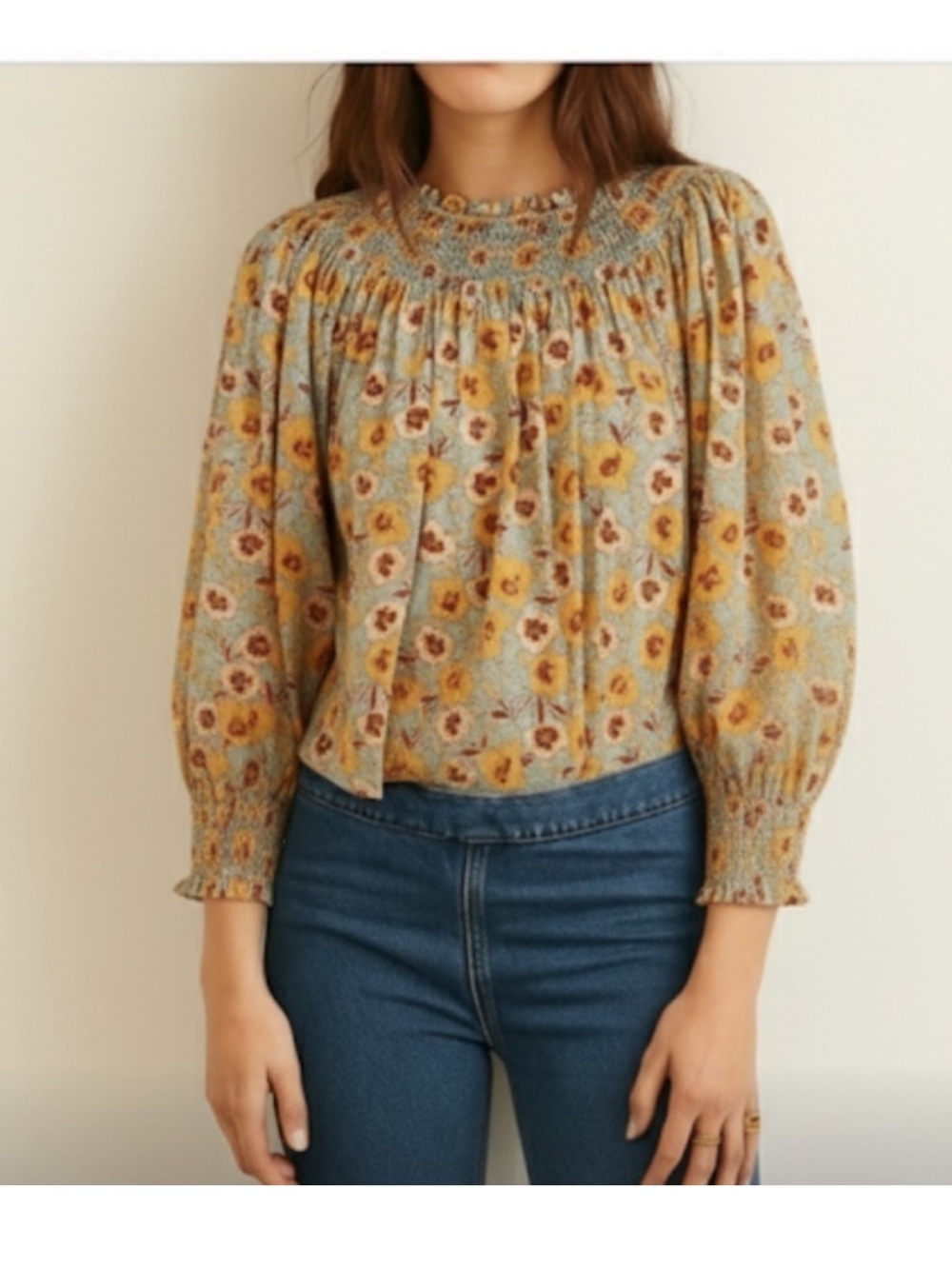 RIXO Polly Puff Sleeve Blouse